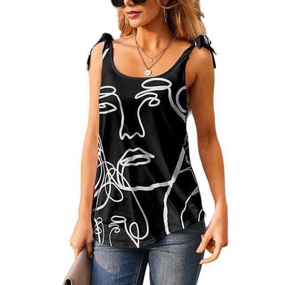 Nanu Black & White Abstract Faces Bow-Strap Tank Size M - Picture 1 of 1